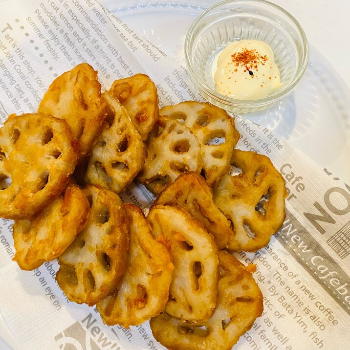 七味マヨで☆蓮根のニンニク唐揚げ